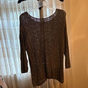 Eileen Fisher Linen/Cotton Blend Olive Knit Pullover